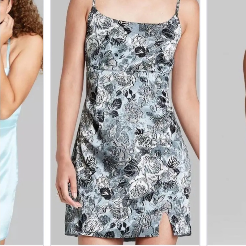 Wild Fable blue Satin Floral Dress